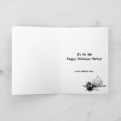 Vintage Kerstmis, Zwarte en Witte Piraten Feestdagen Kaart (Binnen)