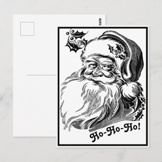 Vintage Kerstmis Zwarte witte kerstkerstkerstkerst Briefkaart (Voorkant / Achterkant)