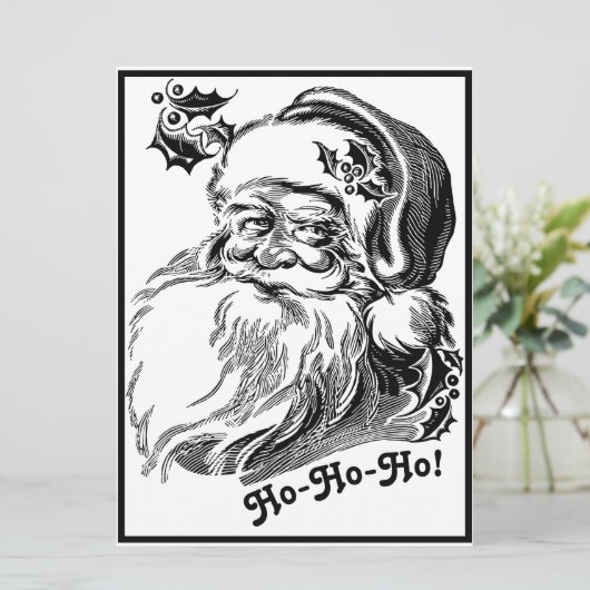 Vintage Kerstmis Zwarte witte kerstkerstkerstkerst Kaart (Staand voorkant)