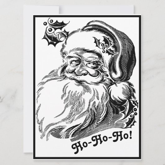 Vintage Kerstmis Zwarte witte kerstkerstkerstkerst Kaart (Voorkant)