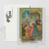 Vintage Kerstmiskerststal van Christ Briefkaart (Voorkant / Achterkant)