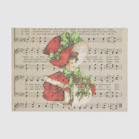 Vintage kerstMode — Muziekblad lospagina Tissuepapier (Voorkant)