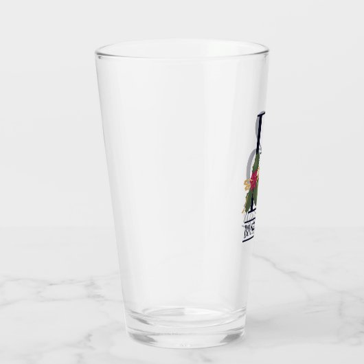 Vintage kerstmonogram B Gepersonaliseerde bier Glas (Rechts)