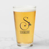 Vintage kerstmonogram S Gepersonaliseerde bier Glas
