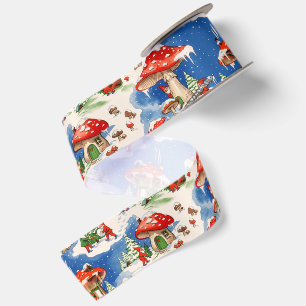Vintage Kerstmoppen en Paddenstoelhuizen Satijnen Lint