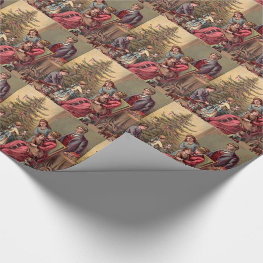 Vintage Kerstmorgen Cadeaupapier (Hoek)