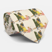 Vintage Kerstmorgen, Familie die Cadeaus opent Stropdas (Opgerold)