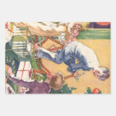 Vintage Kerstmorgen, kinderen met Cadeaus Inpakpapier Vel (Voorkant 2)
