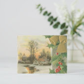Vintage Kerstmorgen winteromgeving Feestdagenkaart (Staand voorkant)