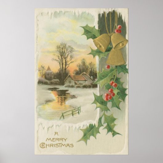 Vintage Kerstmorgen winteromgeving Poster (Voorkant)