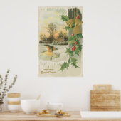 Vintage Kerstmorgen winteromgeving Poster (Keuken)