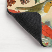 Vintage kerstmousepad met vogels en rode bloem muismat (Hoek)