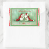 Vintage Kerstmuizen met rode kerstmutsen Rechthoekige Sticker (Tas)