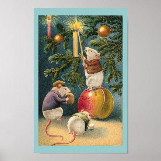 Vintage-kerstmuizen Poster (Voorkant)