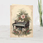 Vintage Kerstmuziek Grote Piano Groen Feestdagen Kaart (Achterkant)