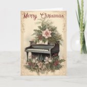 Vintage Kerstmuziek Grote Piano Groen Feestdagen Kaart (Voorkant)