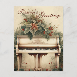 Vintage Kerstmuziek Grote Piano Groen Feestdagenkaart