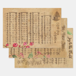 Vintage-kerstmuziek  inpakpapier vel