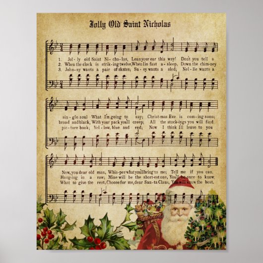Vintage kerstmuziek — Ontkoppeling afdrukken Poster (Voorkant)
