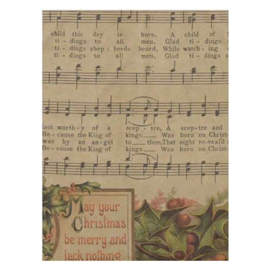Vintage-kerstmuziekblad Sheet Holiday Tafelkleed (Voorkant)