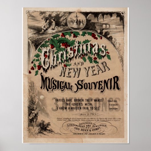 Vintage-kerstmuziekdecor voor poster (Voorkant)