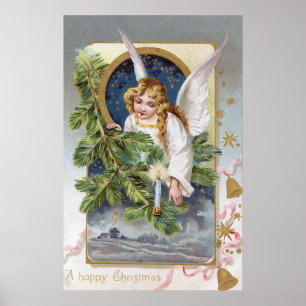 Vintage Kerstna Angel Holiday poster