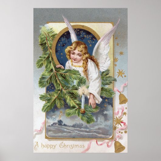 Vintage Kerstna Angel Holiday poster (Voorkant)
