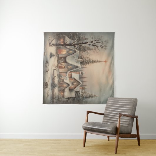 Vintage Kerstnacht Tapestry Wandkleed (In Situ (horizontaal))
