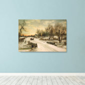 Vintage kerstochtend in Sleigh Ride Canvas Afdruk (Insitu (Houten vloer))