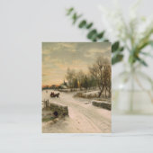 Vintage kerstochtend in Sleigh Ride Feestdagenkaart (Staand voorkant)