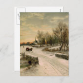 Vintage kerstochtend in Sleigh Ride Feestdagenkaart (Voorkant / Achterkant)