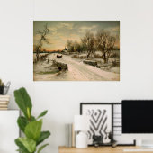 Vintage kerstochtend in Sleigh Ride Poster (Thuiskantoor)