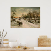 Vintage kerstochtend in Sleigh Ride Poster (Keuken)