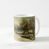 Vintage kerstochtend winterlandschap koffiemok (Voorkant rechts)