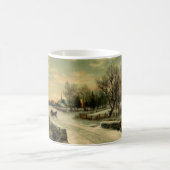 Vintage kerstochtend winterlandschap koffiemok (Center)