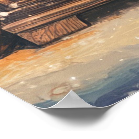 Vintage kerstontwerp. Dubbele zijkunst. Santa Poster (Hoek)