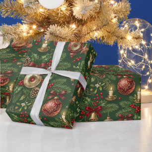 Vintage Kerstornamenten en -decoraties Groen Cadeaupapier