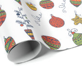 Vintage kerstOrnamenten Patroon Cadeaupapier (Rol Hoek)