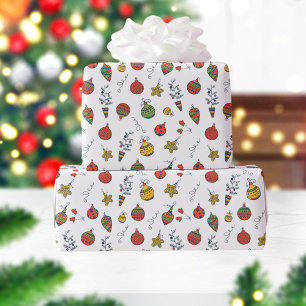 Vintage kerstOrnamenten Patroon Cadeaupapier