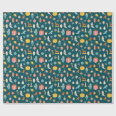 Vintage kerstOrnamenten Patroon Cadeaupapier (Vlak)