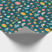 Vintage kerstOrnamenten Patroon Cadeaupapier (Hoek)