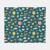 Vintage kerstOrnamenten Patroon Fleece Deken (Voorkant (Horizontaal))