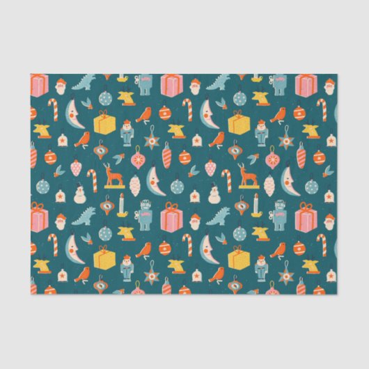 Vintage kerstOrnamenten Patroon Tissuepapier (Voorkant)