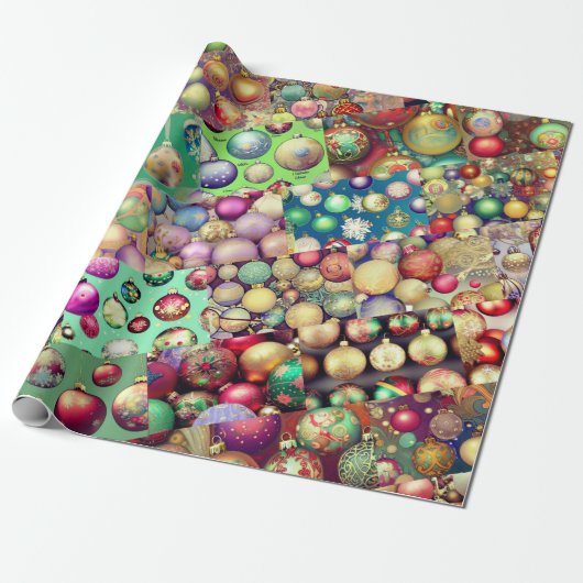 Vintage kerstOrnamenten Sampler Cadeaupapier (Uitgerold)