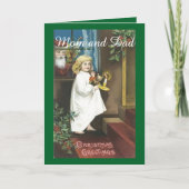 Vintage kerstouders feestdagen kaart (Voorkant)