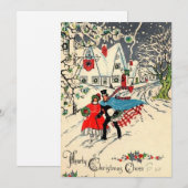 Vintage kerstpaar bij Cottage Feestdagenkaart (Voorkant / Achterkant)