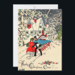 Vintage kerstpaar bij Cottage Feestdagenkaart<br><div class="desc">Vintage kerstpaar bij Cottage Holiday Kaart</div>