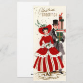 Vintage-kerstpaar Feestdagenkaart (Voorkant / Achterkant)
