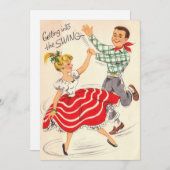 Vintage kerstpaar krijgt in de schommel feestdagenkaart (Voorkant / Achterkant)