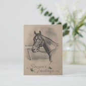 Vintage kerstpaard Seizoengroet Feestdagenkaart (Staand voorkant)